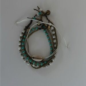 Turquoise and Gold Beaded Bracelet Set